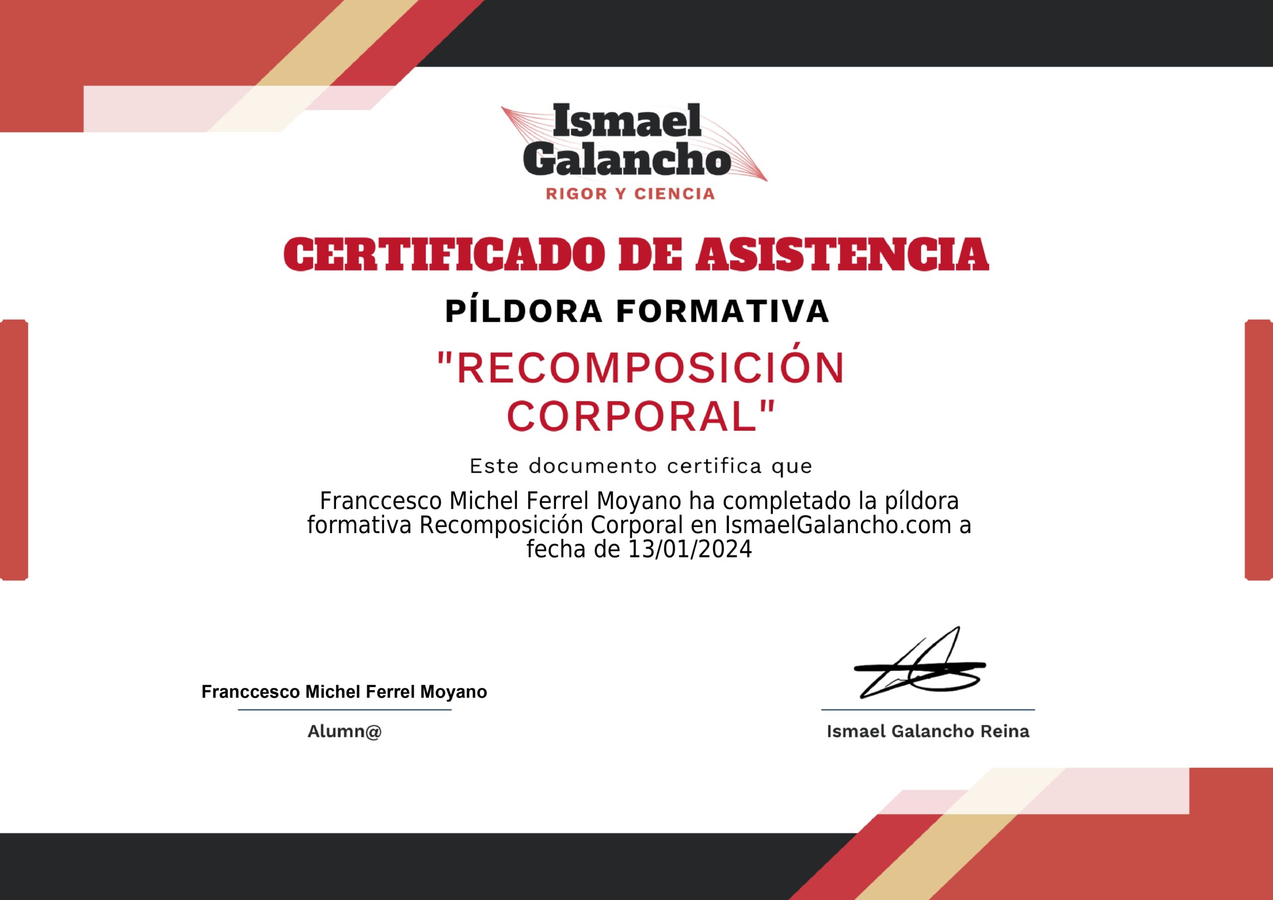 Certificado Recomposición Corporal Certificado Recomposición Corporal